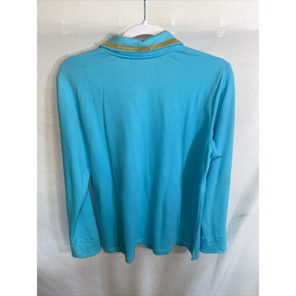 Quacker Factory Fashion Running Jacket Women's Size Medium Baby Blue Zip Front - Picture 8 of 12